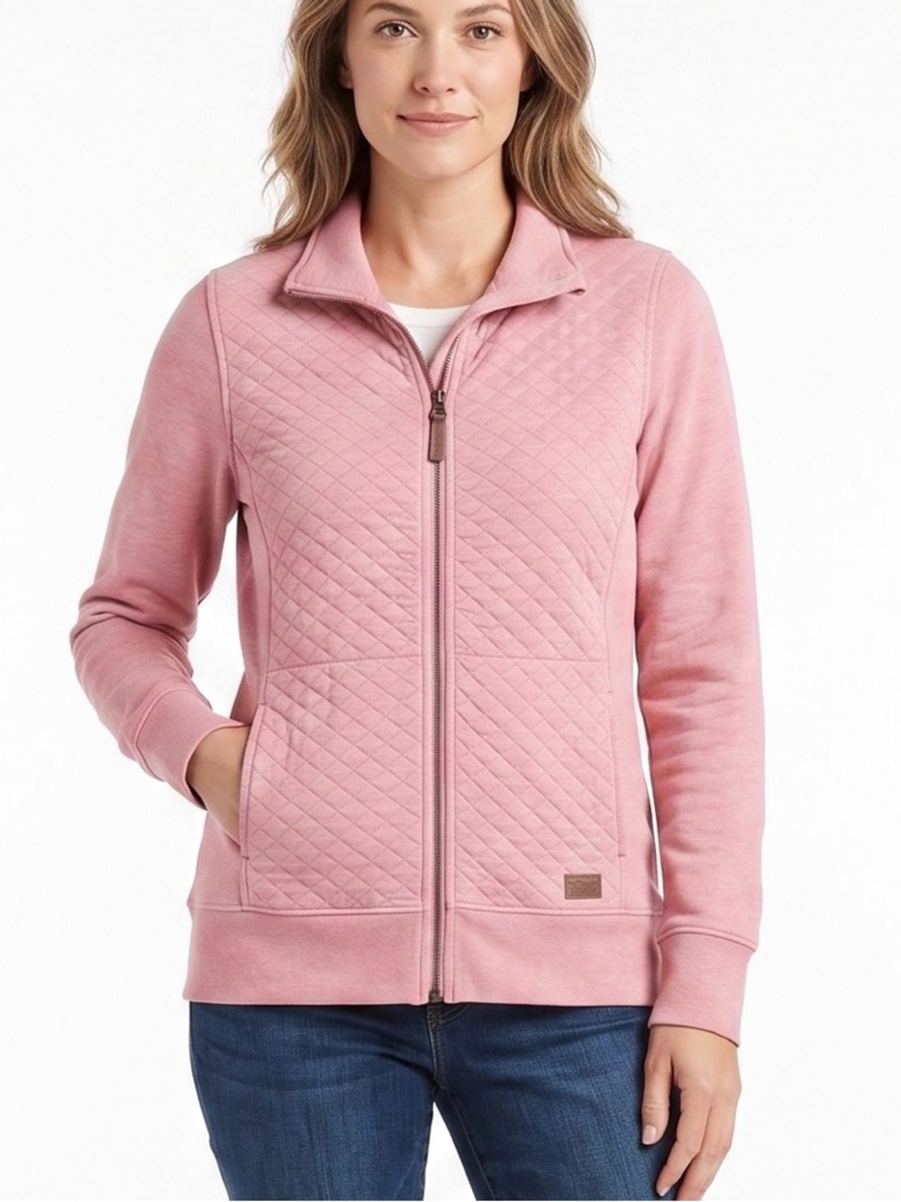 NWT L.L. Bean Quilted Full Zip Jacket Womens Medium Pink Rose Wash Lightweight